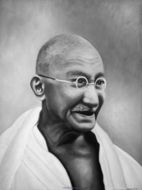 acrylique,portrait,tableau,gandhi,